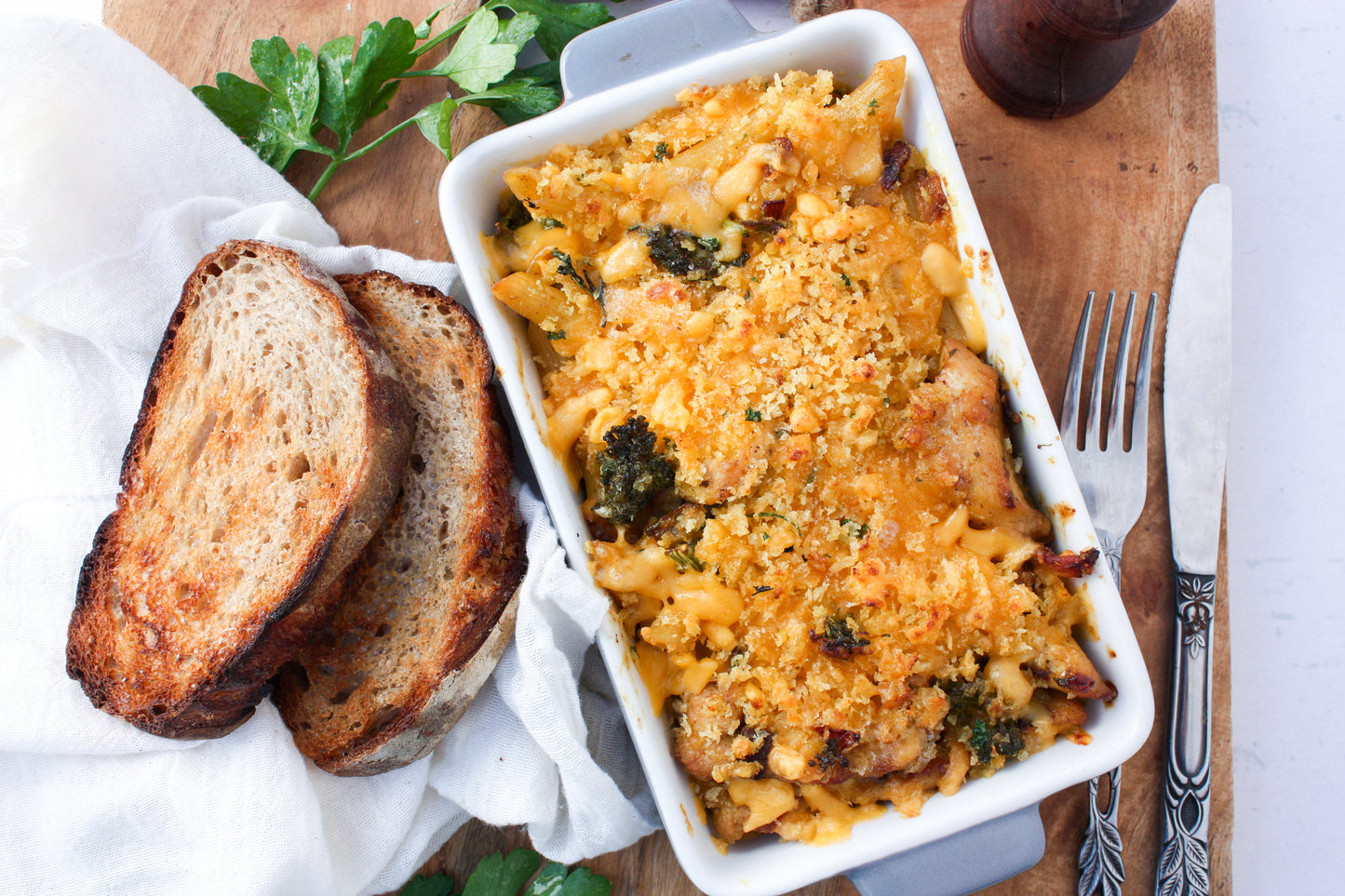 Coronation Chicken & Broccoli Penne Bake