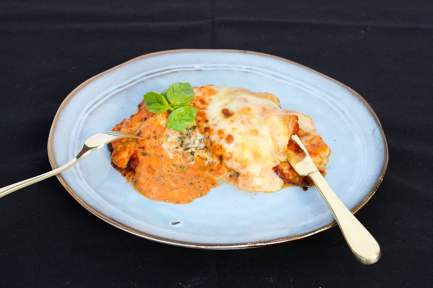 Boursin-Florentine Stuffed Chicken in Tomato and Basil Sauce